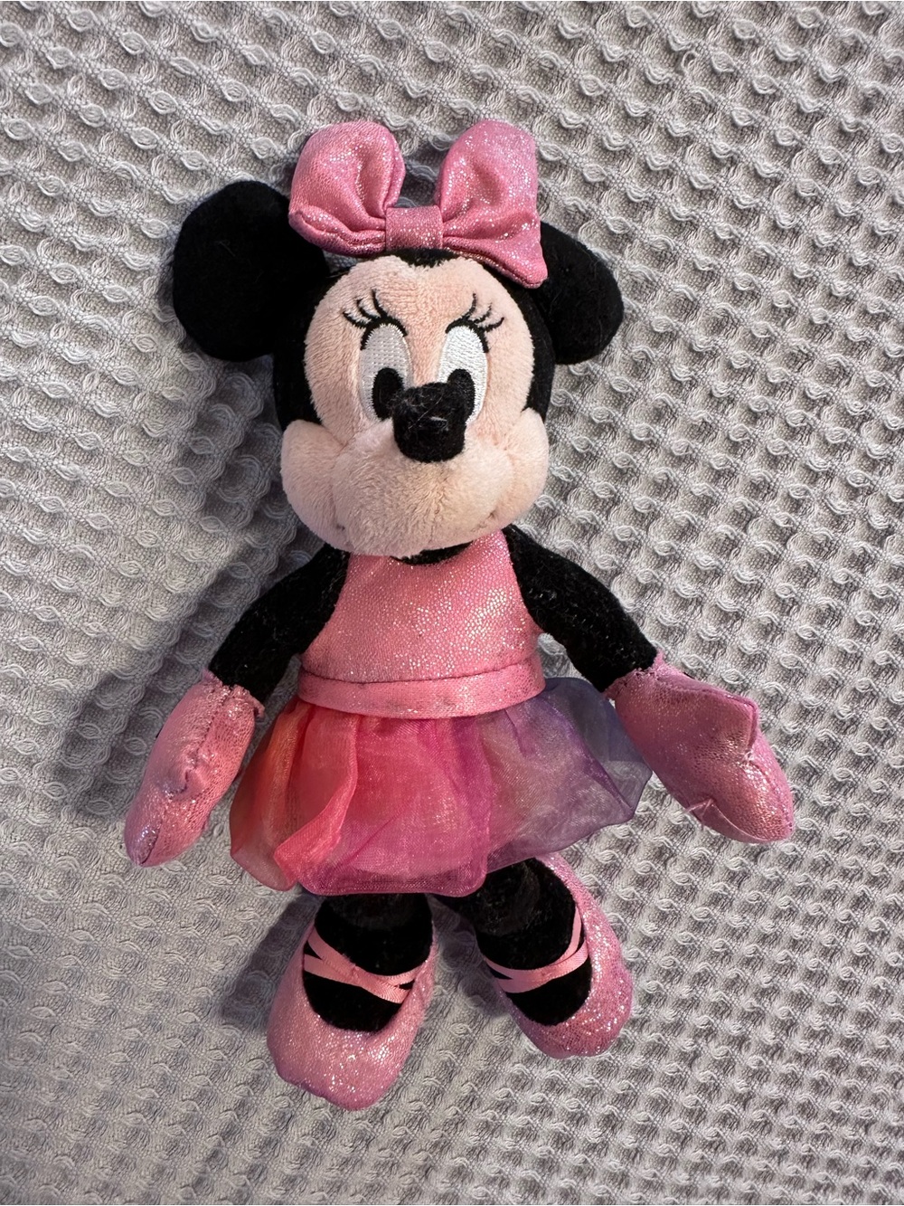 Disney Minnie Mouse Plush in Pink Sparkle Dress with Bow